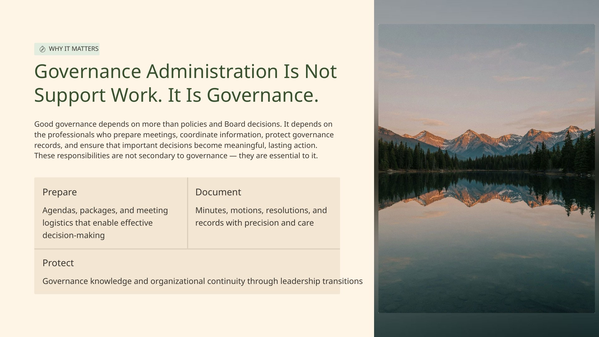 Why it matters: governance administration is governance.