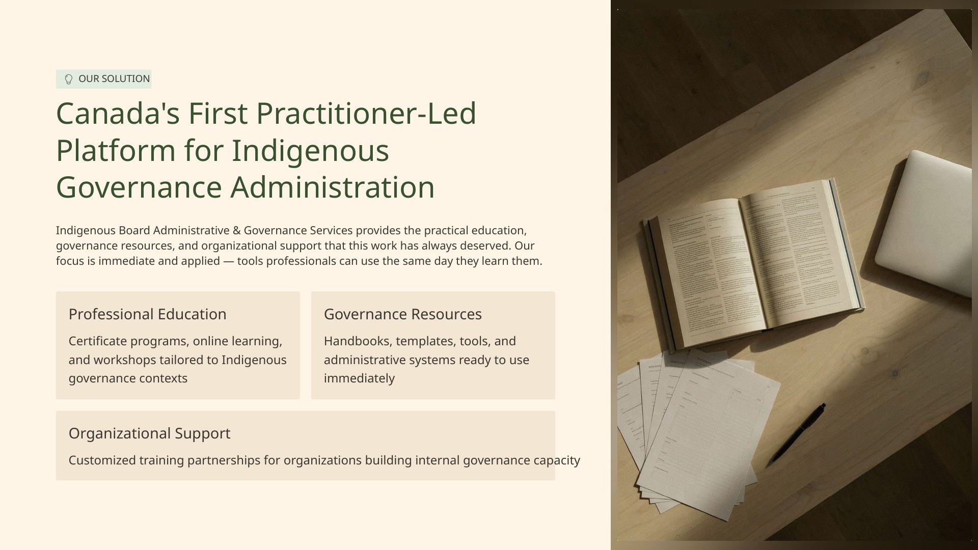 Our solution: Canada's first practitioner-led platform for Indigenous governance administration.