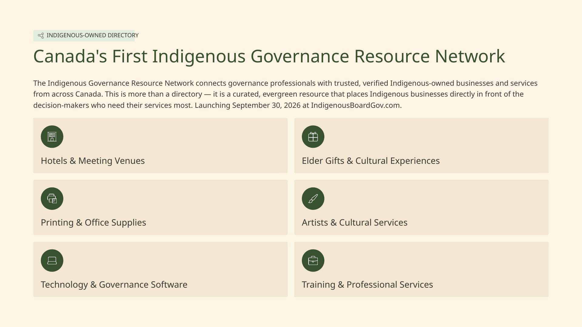 Indigenous-owned directory: Canada's first Indigenous governance resource network.