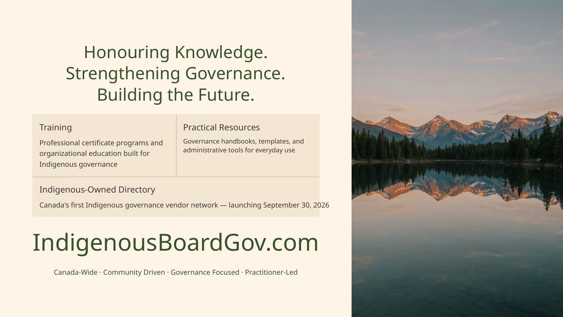 Honouring Knowledge. Strengthening Governance. Building the Future. IndigenousBoardGov.com