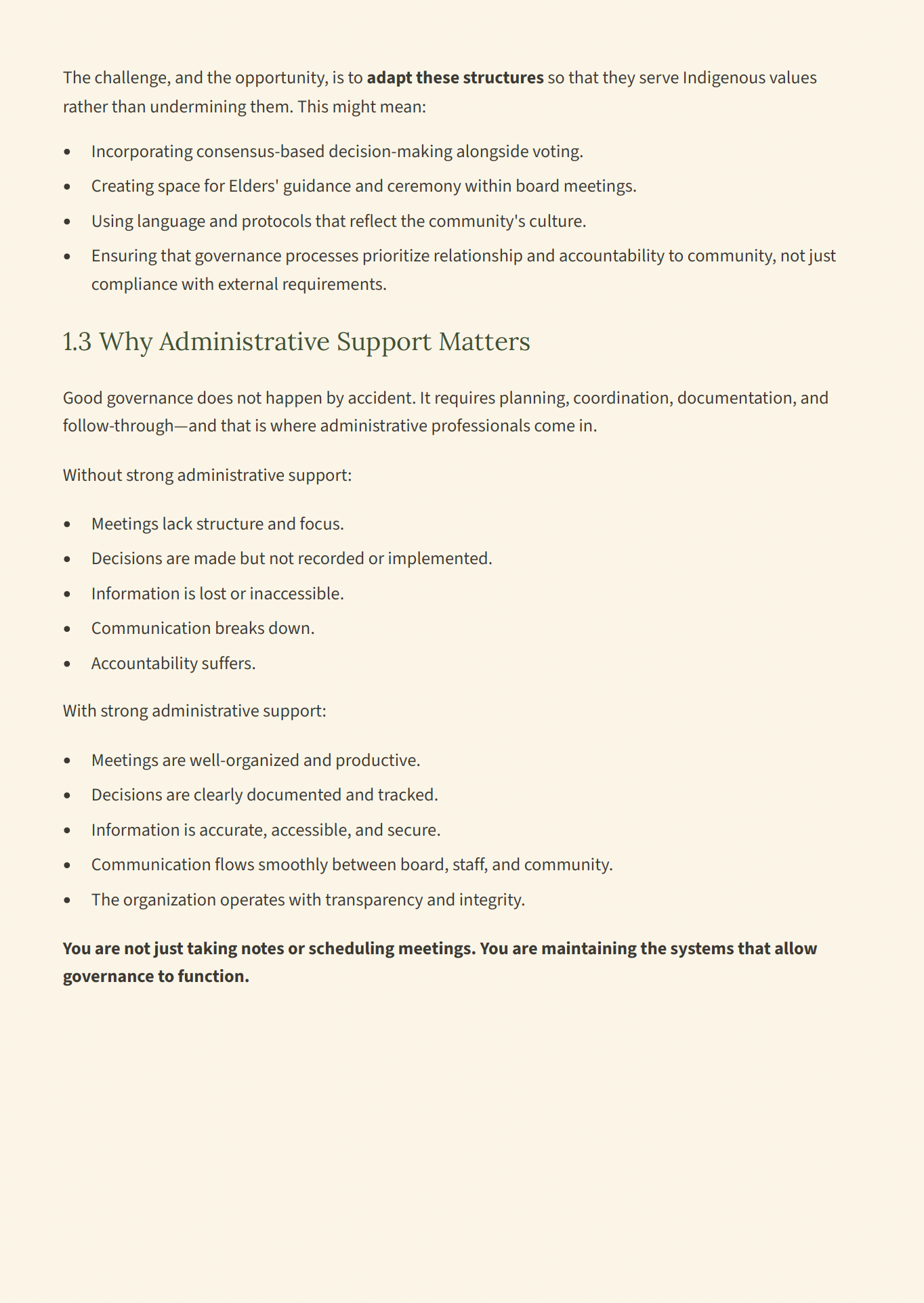 Why administrative support matters for transparency and integrity